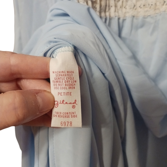 Vintage 70's Blue Angel Wing Nightgown Made in the USA Gilead MOB Wife Old Money - Picture 5 of 6